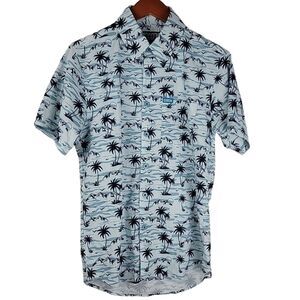 Dixxon Flannel Shirt Men XS Moorea Party Palm Tree Hawaiian Travel Lightweight
